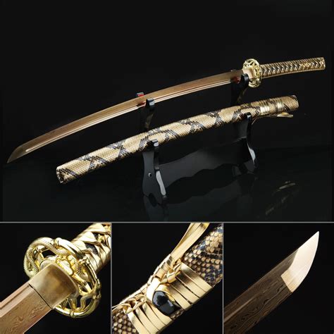 Handmade Gold Snake Style Golden Blade Cool Katana Real Japanese