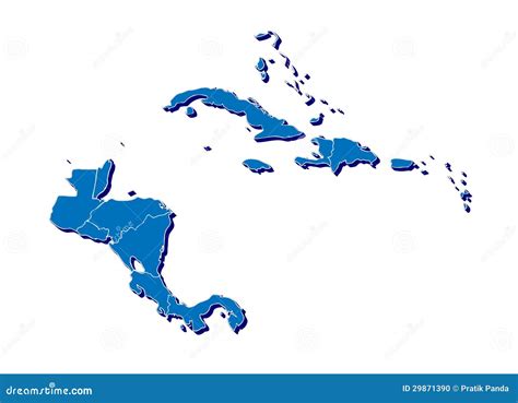 Central America And Caribbean Islands Map Stock Illustration