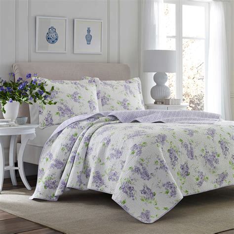 Laura Ashley® Keighley Reversible Quilt Set in Lilac | Bed Bath