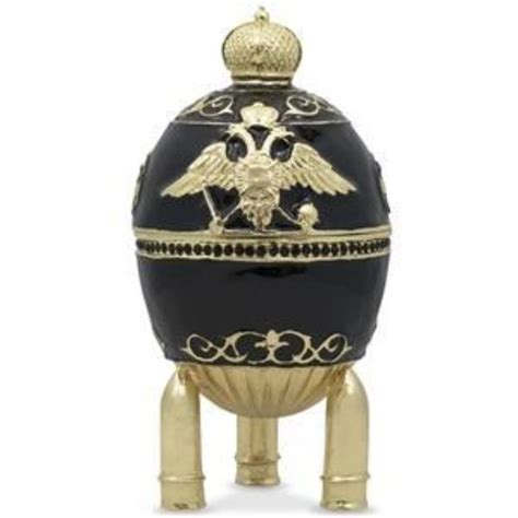 The 1889 necessaire egg with chased gold, pearls, gemstones, 13 miniature toilet articles and no stand, last seen in june of 1952; 1916 Steel Military Russian Imperial Faberge Egg