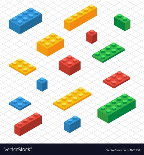 Do Your Self Set Of Lego Blocks In Isometric View Vector Image