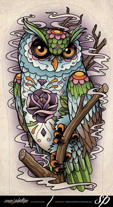 Sams Blog Sugar Skull Owl Tattoo