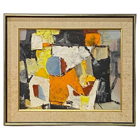 Mid Century Modernist Abstract Painting By Charles Ragland Bunnell 1959