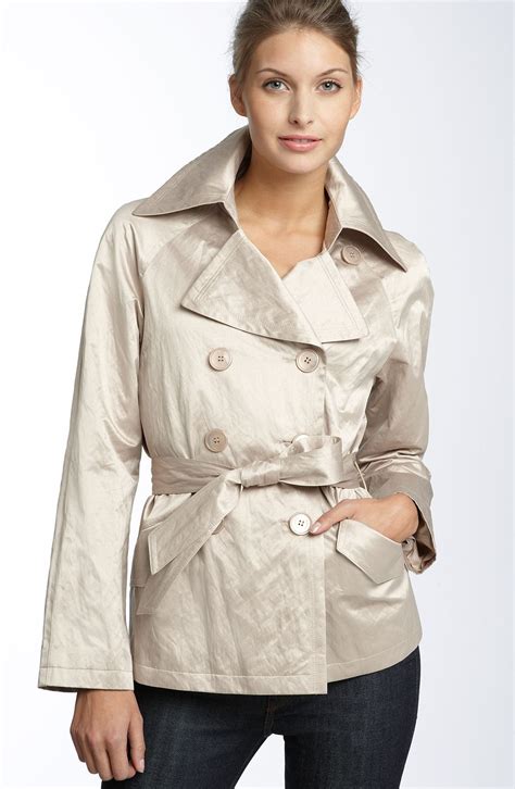 Dkny Piper Crinkled Satin All Weather Short Trench Coat Nordstrom