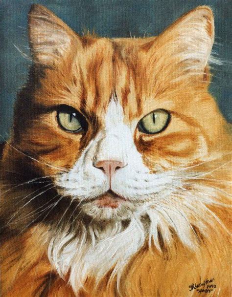 Cat Portrait Painting Custom Cat Protrait Cat Pet T Etsy Cat