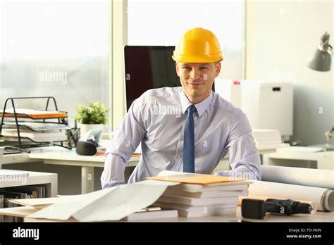 Smiling Civil Engineer Working On House Sketch Stock Photo Alamy