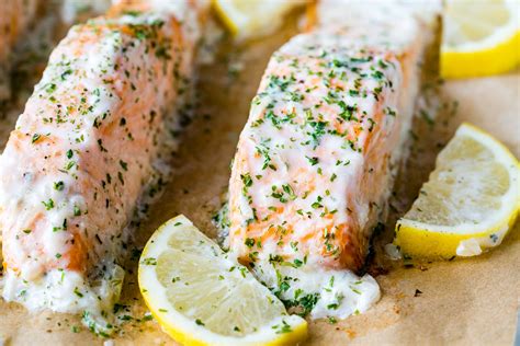 Oven Baked Salmon With Lemon Cream Sauce For A Simple And Impressive