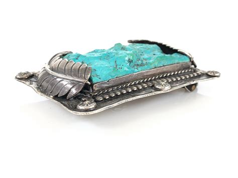 Lot Vintage Sterling Silver And Turquoise Belt Buckle