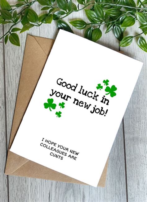 Good Luck In Your New Job Good Luck Wishes Card T Etsy