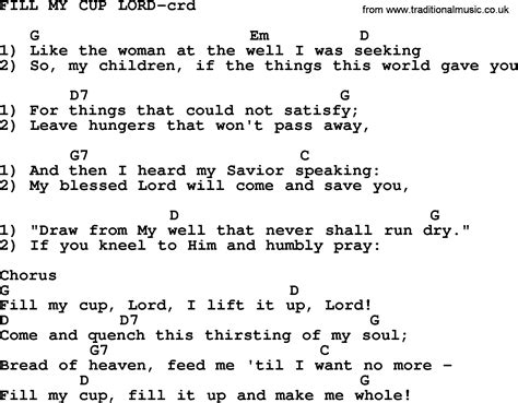 Top 500 Hymn Fill My Cup Lord Lyrics Chords And Pdf