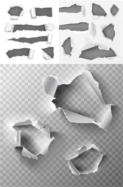 Broken Hole Paper And Tear Paper Vector Ai For Free Download Free Vector