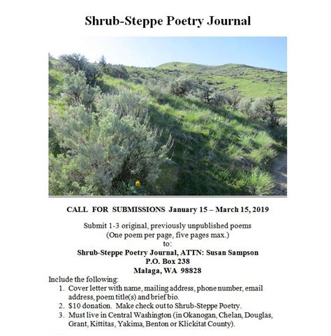 Shrub Steppe Poetry Journal Call For Submissions Methow Arts