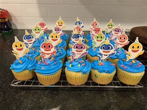 Baby Shark Cupcakes Pasteles Para Niños De Cumpleaños Fiesta De
