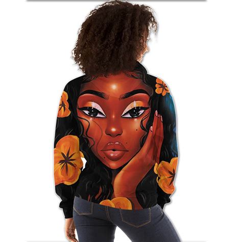 African American Hoodies Pretty Afro Girl All Over Print Womens Hooded Sweatshirt Black History