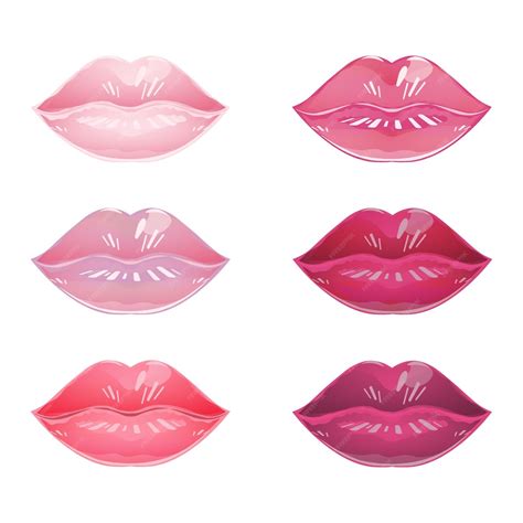 Premium Vector Glossy Lips Of Different Shades Of Lipstick