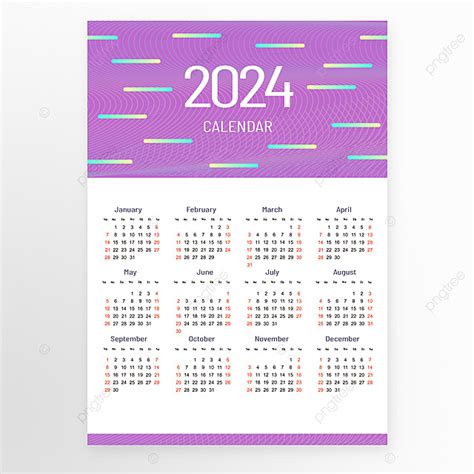 Plantilla De Línea Púrpura De Calendario 2024 Vector Descarga Gratuita