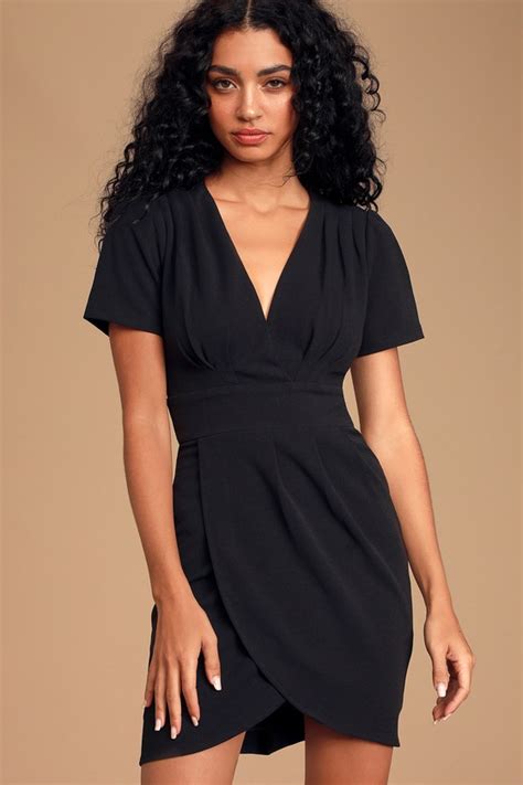 chic black dress short sleeve dress pleated mini dress lulus