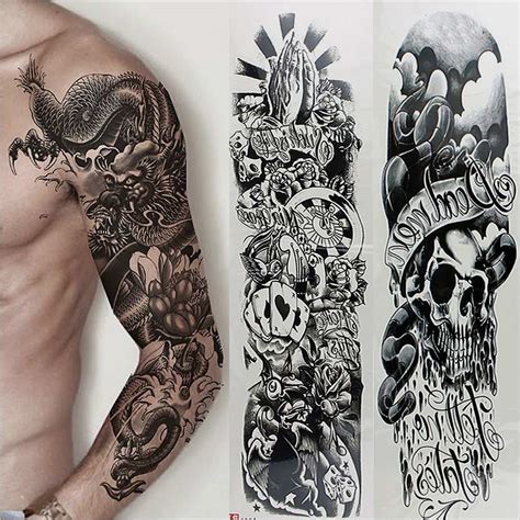 Full Sleeve Tattoo Vorlagen Schönste 5 Sheets Full Arm Sleeve Temporary Disposable Tattoos Fake