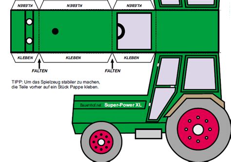 Bastelnbögen gratis / bastelbogen haus zum ausdrucken kostenlos : Bastelbogen Traktor | bauernhof.net