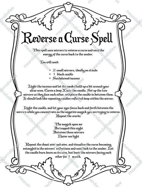 Reverse A Curse Spell Image Witches Dinner Party Etsy Australia