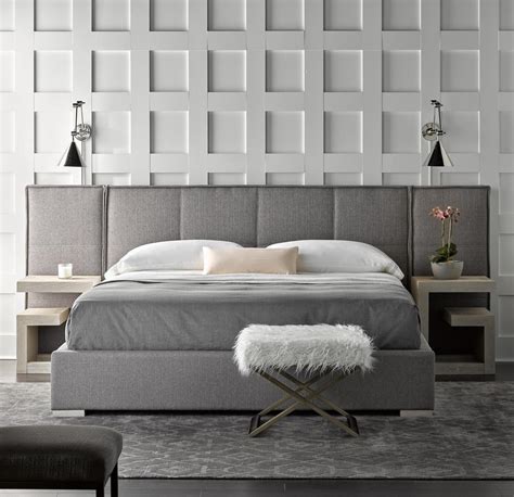 Explore modern headboards with clean, sophisticated lines. Connery Modern Gray Fabric Upholstered Extended Headboard ...