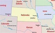 Mapa de Nebraska - EUA Destinos