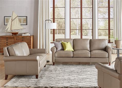 Taupe Leather Sofa Set Baci Living Room