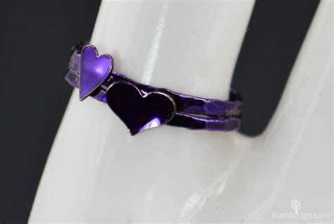 Purple Heart Ring Sterling Silver Stacking Ring Etsy