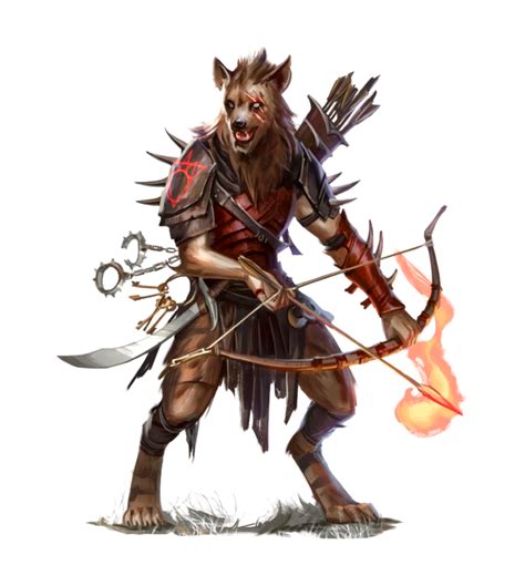 Male Gnoll Ranger Archer Laslunn Pathfinder 2e Pfrpg Dnd Dandd 35 5e 5th Ed D20 Fantasy