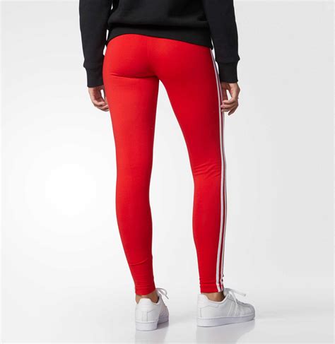 Adidas Cotton Originals 3 Stripes Leggings In Vivid Red Red Lyst