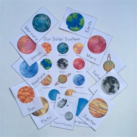 Solar System Flash Cards And Poster Our Planets Printable Etsy Solar