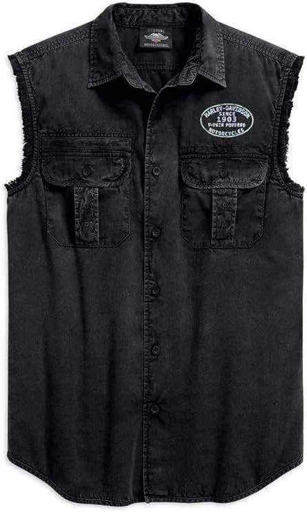 Harley Davidson Mens Winged Bands Logo Sleeveless Blowout