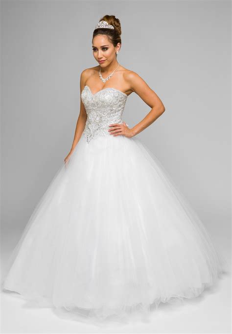 White Beaded Bodice Strapless Ball Gown Wedding Dress With Bolero Discountdressshop