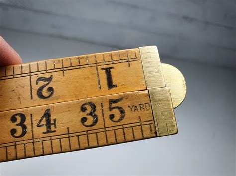 Vintage Rabone Folding Ruler Wood And Brass Metal Ruler Etsy