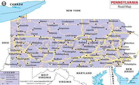 Pennsylvania Road Map With Images Roadmap Pennsylvania Lewisburg