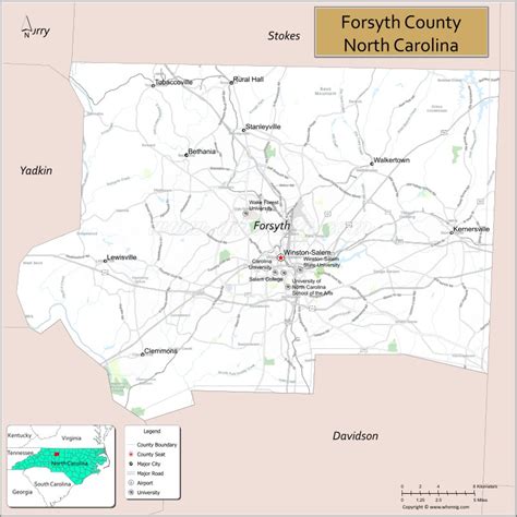 Map Of Forsyth County North Carolina Where Is Located Cities