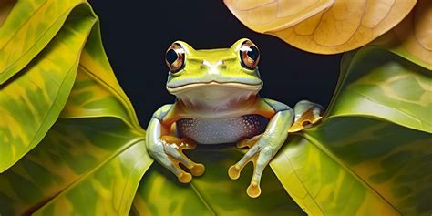 Dumpy Frog On Leaves Frog Amphibian Reptile Generative Ai 32496238