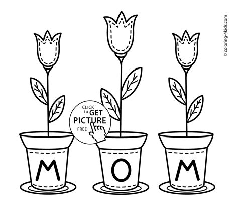 Mothers Day Flowers Coloring Pages For Kids Printable Free