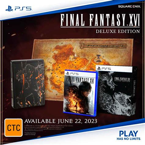 Final Fantasy Xvi 16 Deluxe Edition Ps5 W Steelbook Cloth Map New