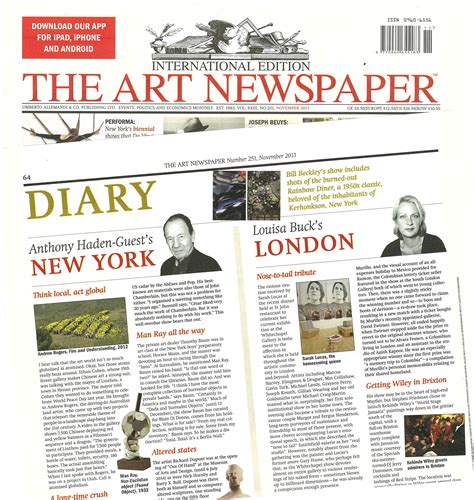 The Art Newspaper November 2013 Press Andrew Rogers Sculptures