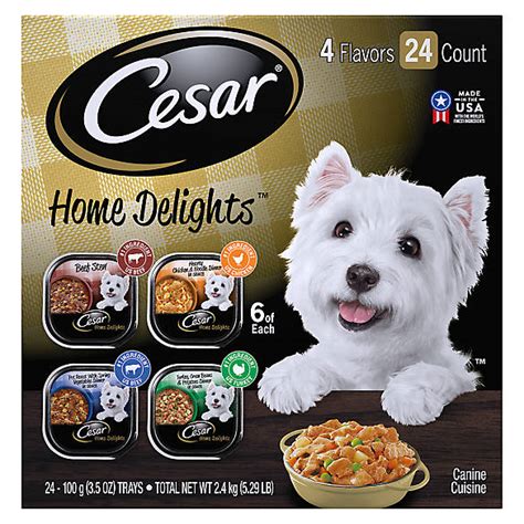 Overall, with 53 varieties reviewed producing an average score of 5.2 / 10 paws, cesar is a a below average overall. Cesar® Home Delights™ Dog Food - Multipack | dog Canned ...