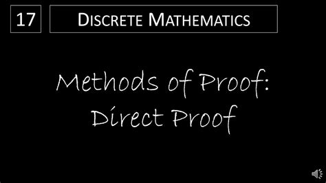 Discrete Math 171 Direct Proof Youtube