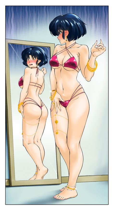 Rule 34 1girls Akane Tendo Ass Barefoot Bikini Blue Hair Blush Brown Eyes Bubble Butt Gold