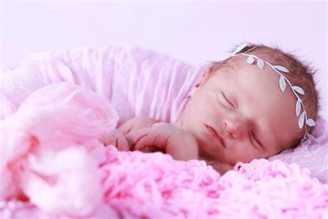 Cute Newborn Baby Girl Sleeping Stock Photo Image Of Innocent Days