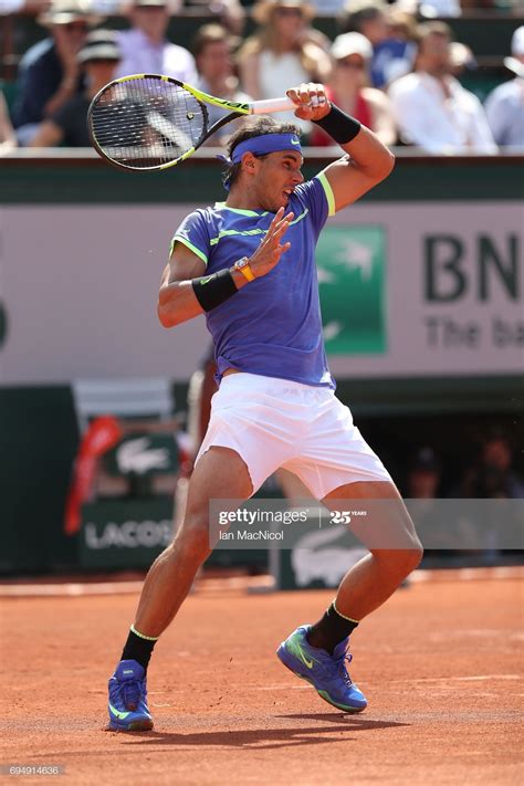 Rafael Nadal Of Spain Plays A Forehand Shot During His Mens Singles