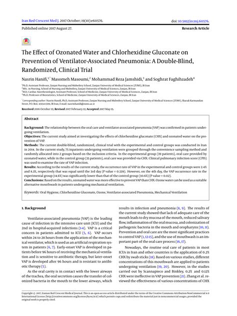 Pdf The Effect Of Ozonated Water And Chlorhexidine Gluconate On