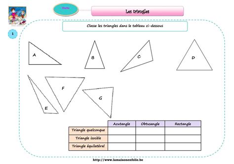 Exercice corrigé pour apprendre à reconnaître un triangle rectangle,. Les triangles - La maison en folie