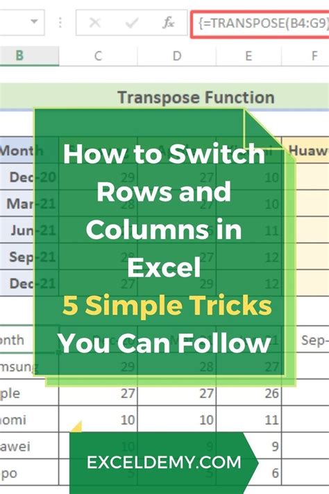 How To Switch Rows And Columns In Excel Methods In Excel Column Excel Tutorials