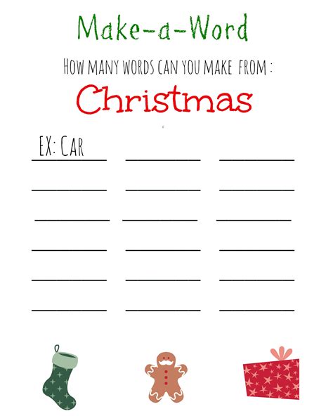 Christmas Games For Kids ~ Free Printable Christmas Make A Word Game