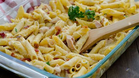 But chicken carbonara is a perfect example of how bacon can take a fairly simple pasta dish and wave its wand of deliciousness over the whole thing. Chicken Carbonara Pasta Bake recipe from Pillsbury.com